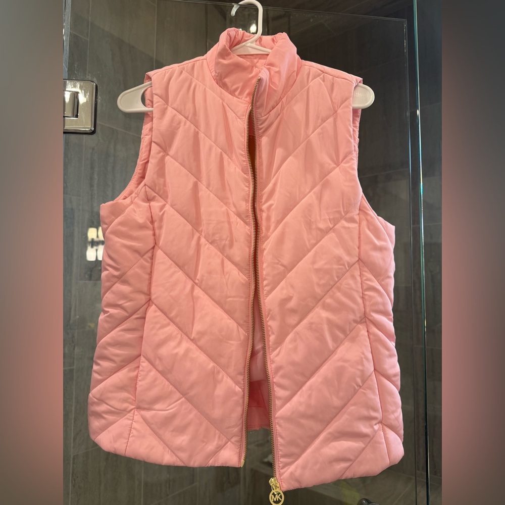 Michael Kors Quilted Pink Sleeveless Puffer Vest